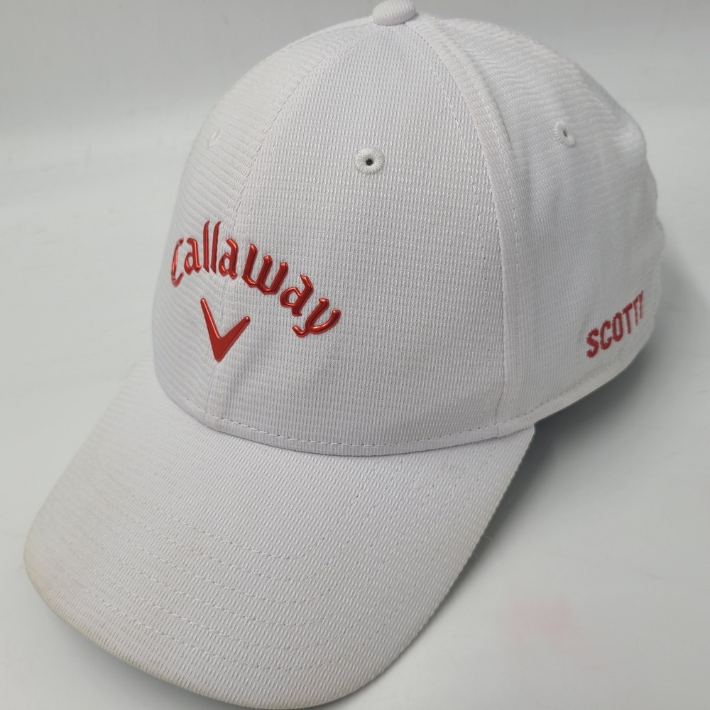 Callaway Hat Adjustable White Red Golf Scotty Performance Casual Polyester Men